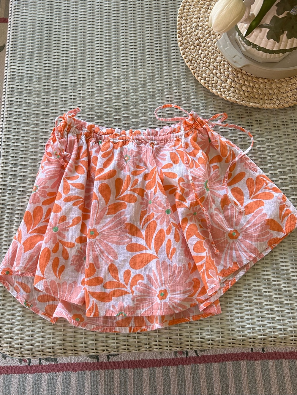 NWOT aerie Pink and Orange Floral Ruffled Skirt